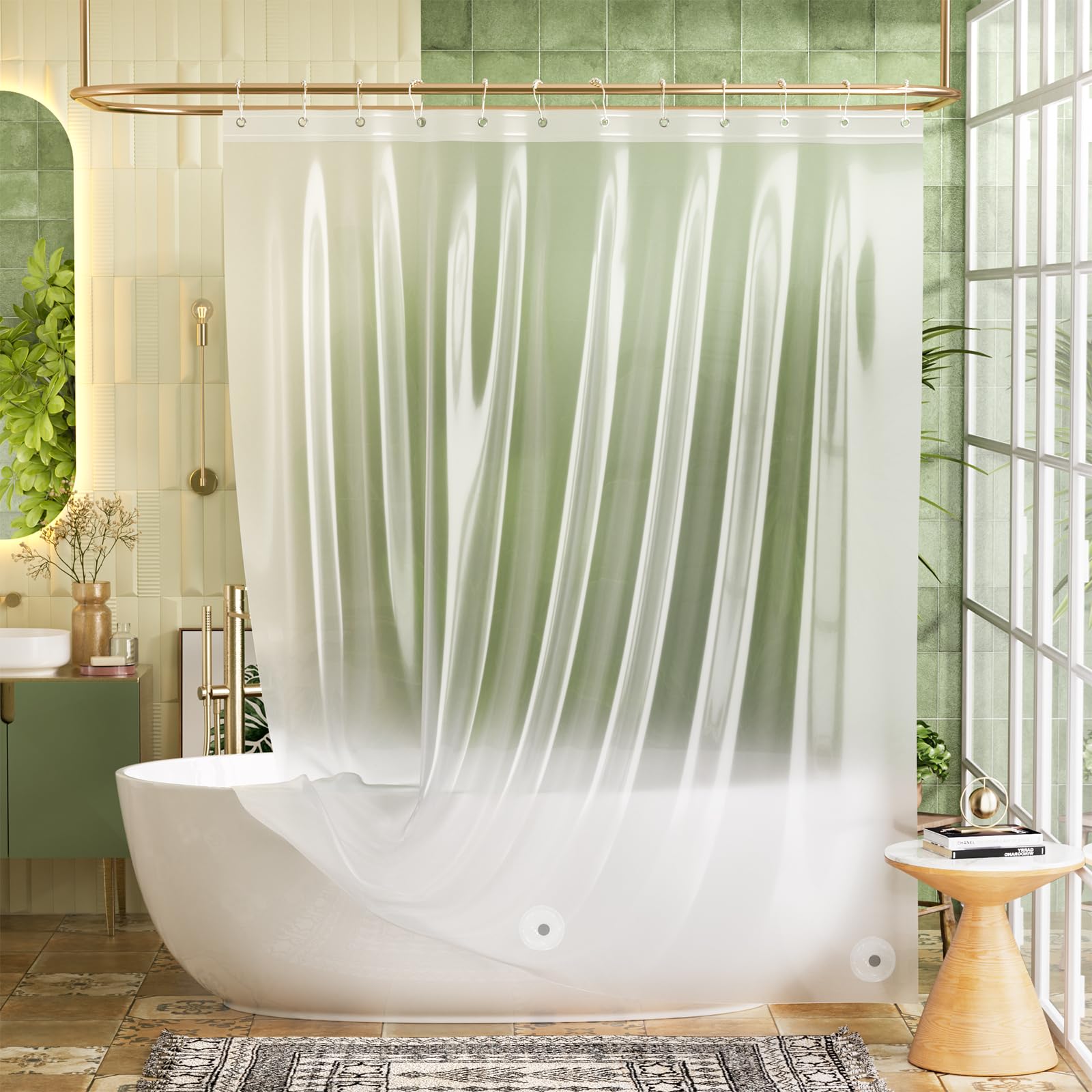 Bathway Shower Curtain Liner Plastic Frosted Shower Curtain Liner 72x72 PEVA Waterproof Shower Curtain Liner with 3 Magnets and 12 Rustproof Metal Grommets, Lightweight Shower Liner for Bathroom
