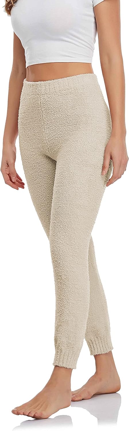 Famulily Womens Cozy Soft Fuzzy Pants Warm Winter Loungewear Causal High Waisted Pjs Pants with Cuff - Image 4