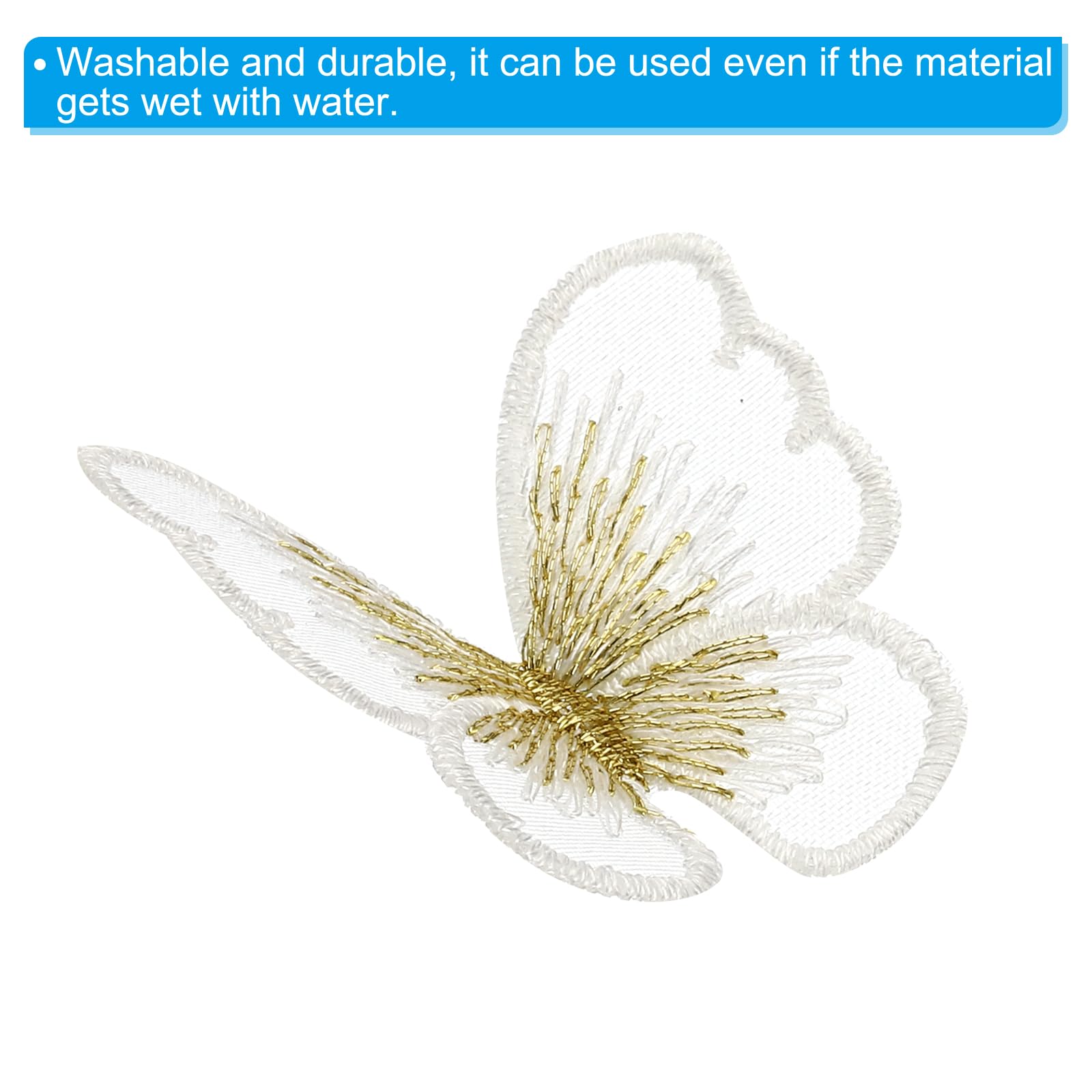 PATIKIL 30pcs Butterfly Patches Lace Fabric Butterfly Applique Patches Embroidery Trim for Clothes Dresses Wedding Craft 4x5cm, White - Image 4