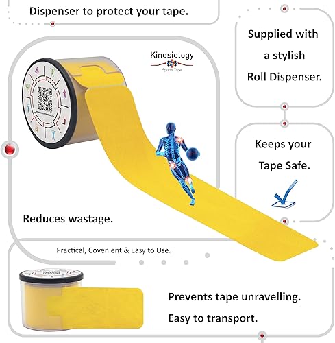 Vista 11 de Cinta de kinesiología precortada con dispensador – Cinta muscular deportiva sintética – Negro – Rollo de 16.4 ft – 20 tiras – Cinta de fisioterapia