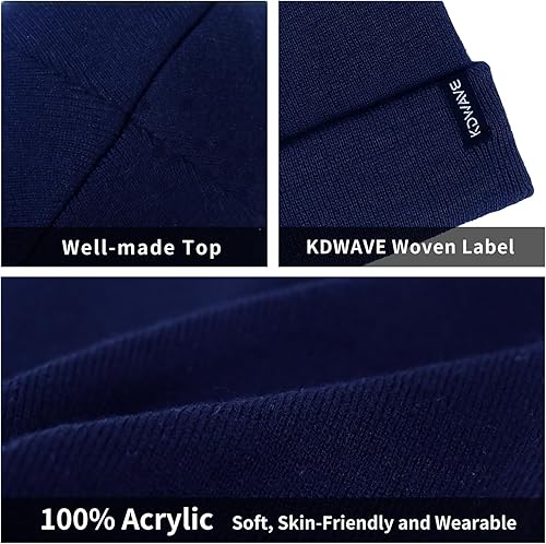 Miniatura 3 de Gorros de lana para mujeres y hombres, unisex, de punto suave, con puños, diseño de calavera, elástico, color sólido, sombreros de invierno