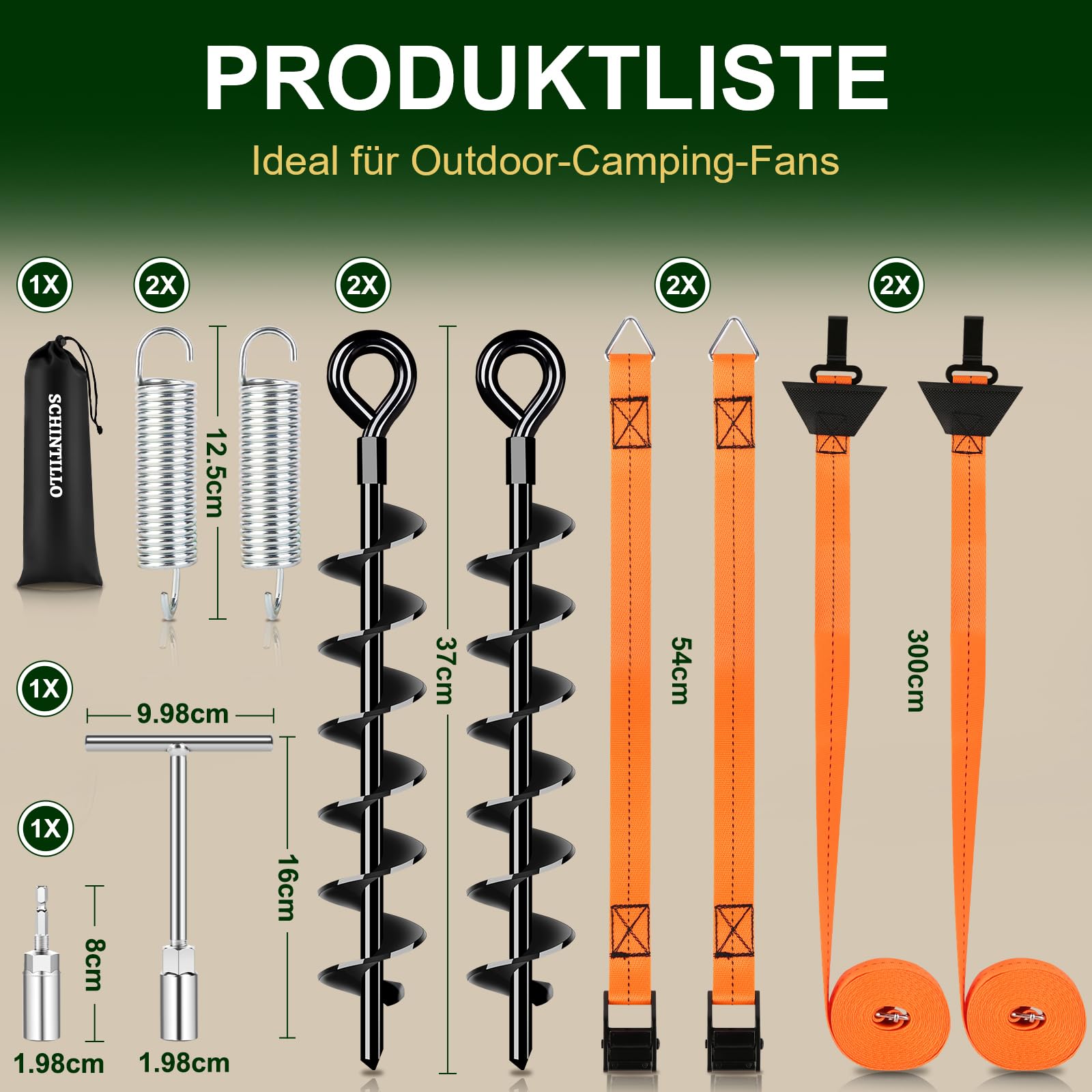 Sturmband Markise & Vorzelt für Thule & Fiamma, Sturmsicherung Wohnmobil Zubehör mit 37CM Spiralförmige Bodenanker