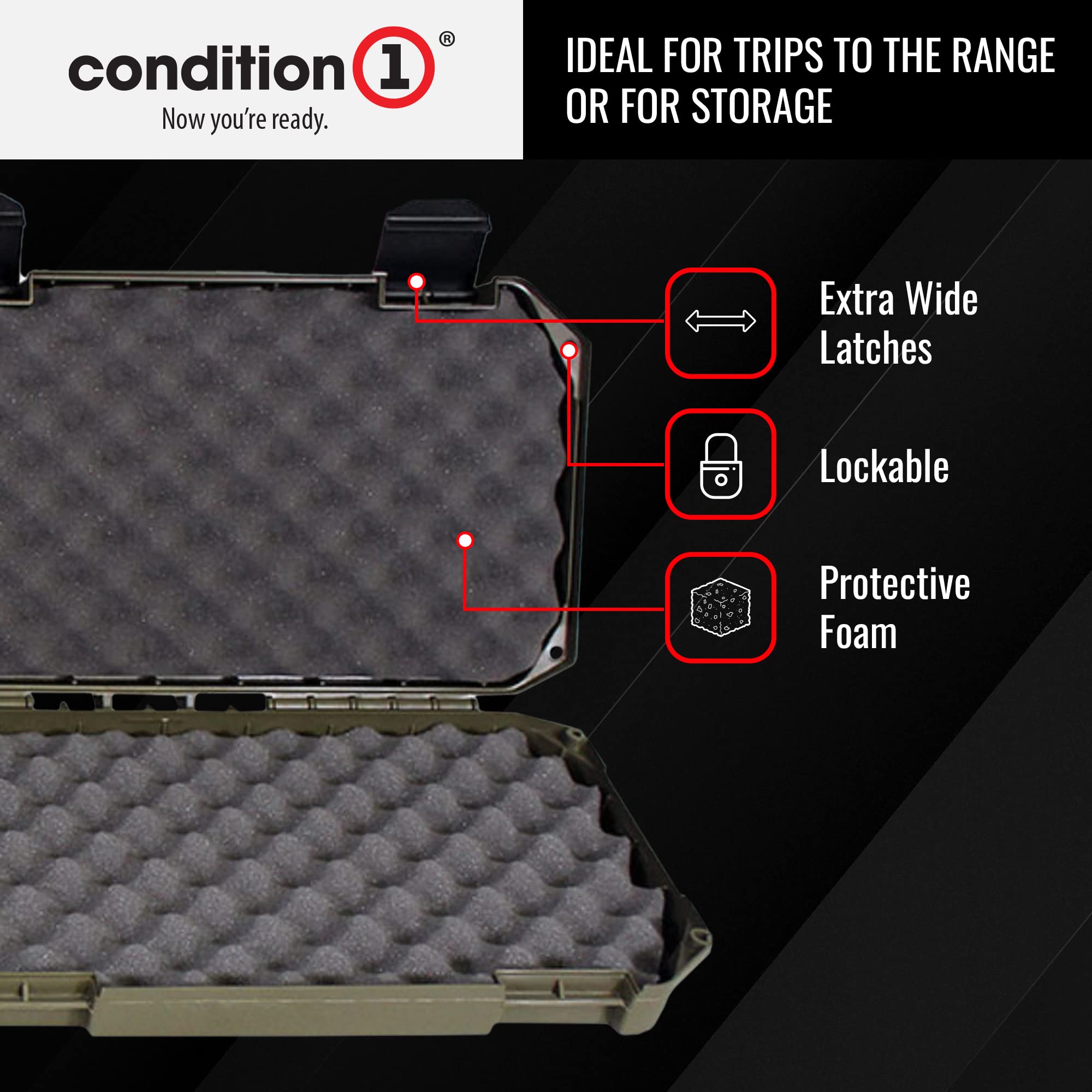 Condition 1 42" Single Scope Hard Plastic Rifle Case with Foam, Ranger