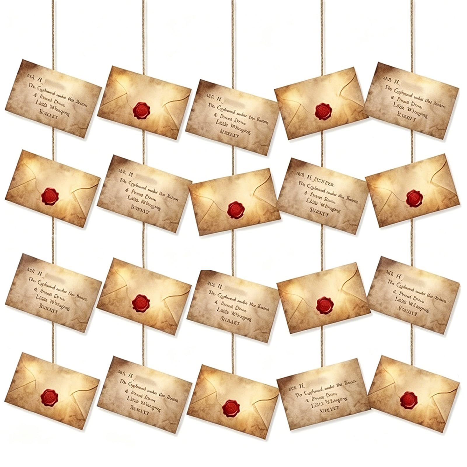 20 Pcs Magic Themed Birthday Decorations, Blank Banner & Envelope Shaped Floating Bunting, Fantasy Room Decor Supplies for Halloween Christmas Party, Movie Night & Magic Style Celebrations