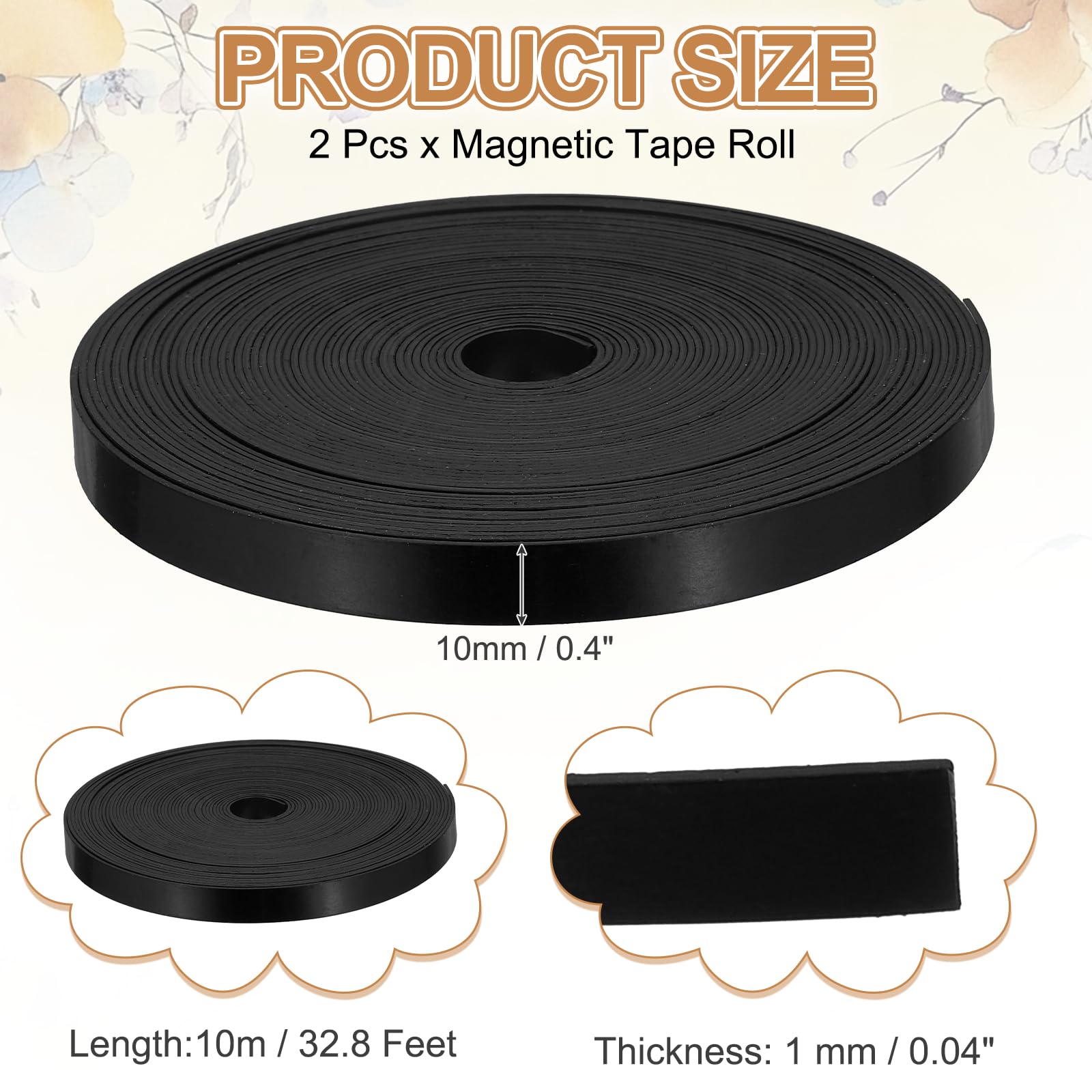 PATIKIL Cinta Magnética, 2 Rollos 10m x 1cm Imanes Para Nevera Cinta Flexible Borrable En Seco Etiqueta Magnética Adhesiva Para Manualidades Pizarra Blanca, Negro