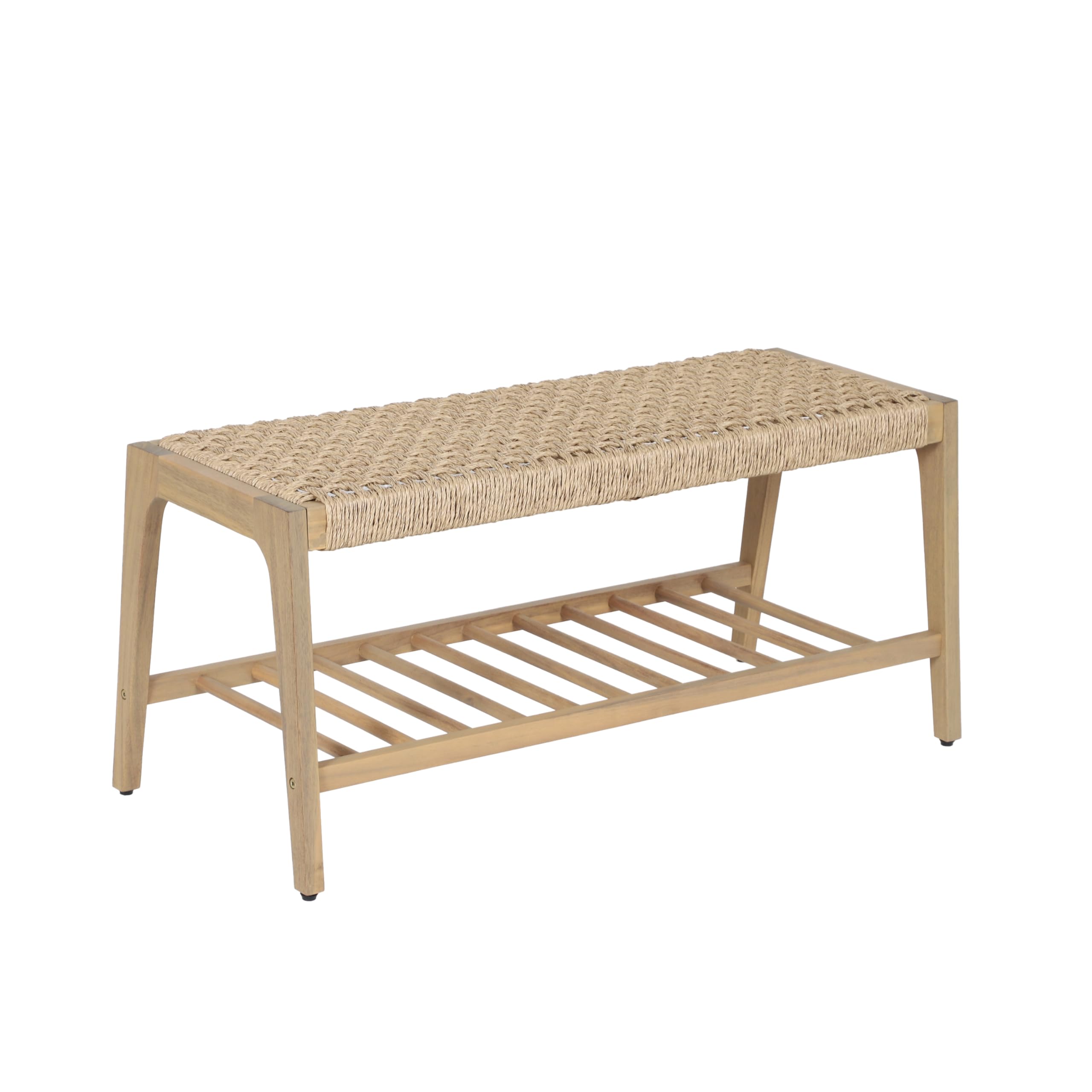 BAÏTA Banc intérieur et extérieur HUKA en Bois d'acacia et Osier