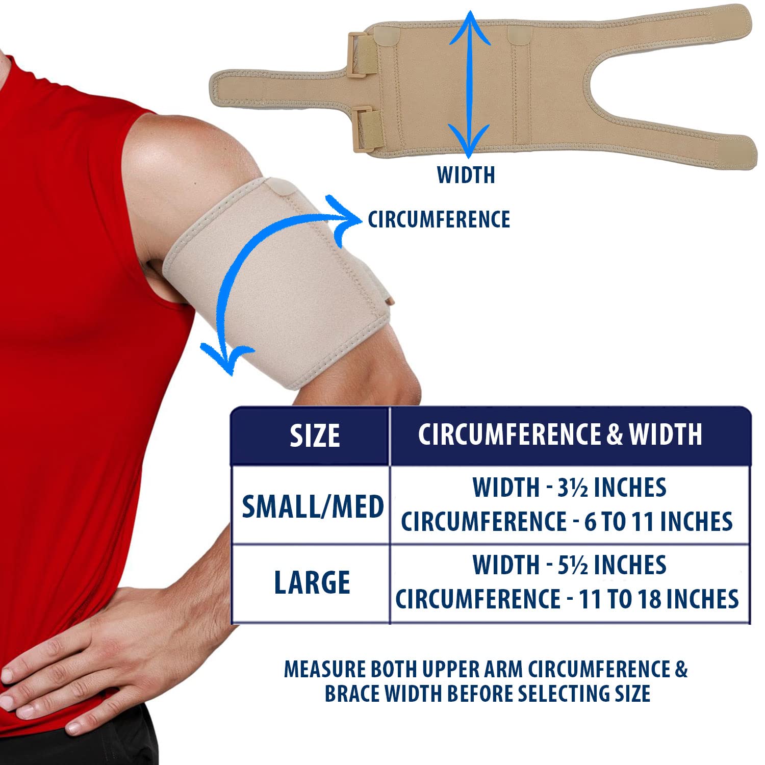Bicep Tendonitis Brace - Bicep Compression Sleeve For Triceps & Biceps Muscle Support Upper Arm Tendonitis Pain Relief Or Bicep Strains Bicep Tendonitis Sleeve Arm Wrap Bands Men Women S/M 6 to 10" : Health & Household