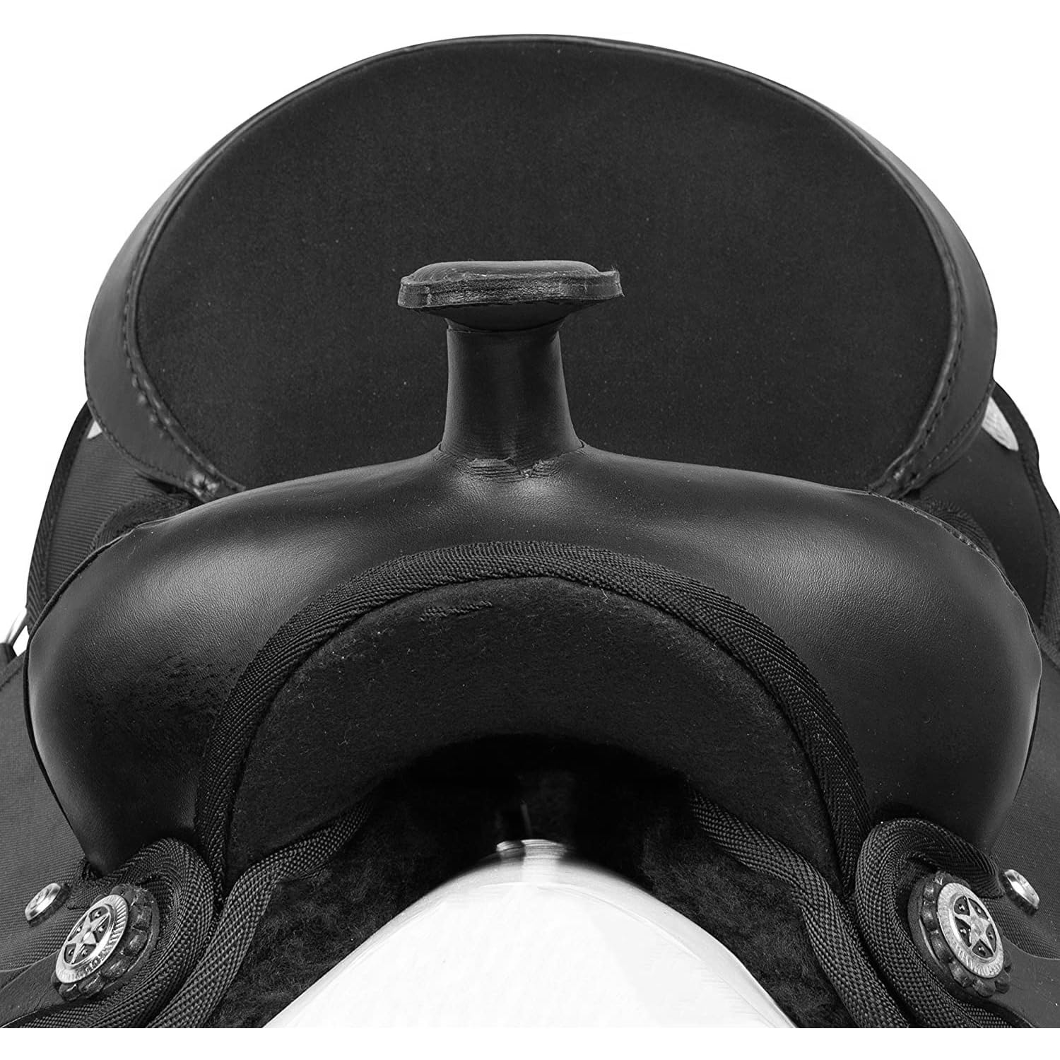 Western Horse Saddle Synthetic Pleasure Trail Barrel Racing Tack Set Nero 25,4 cm a 45,7 cm Seat 001