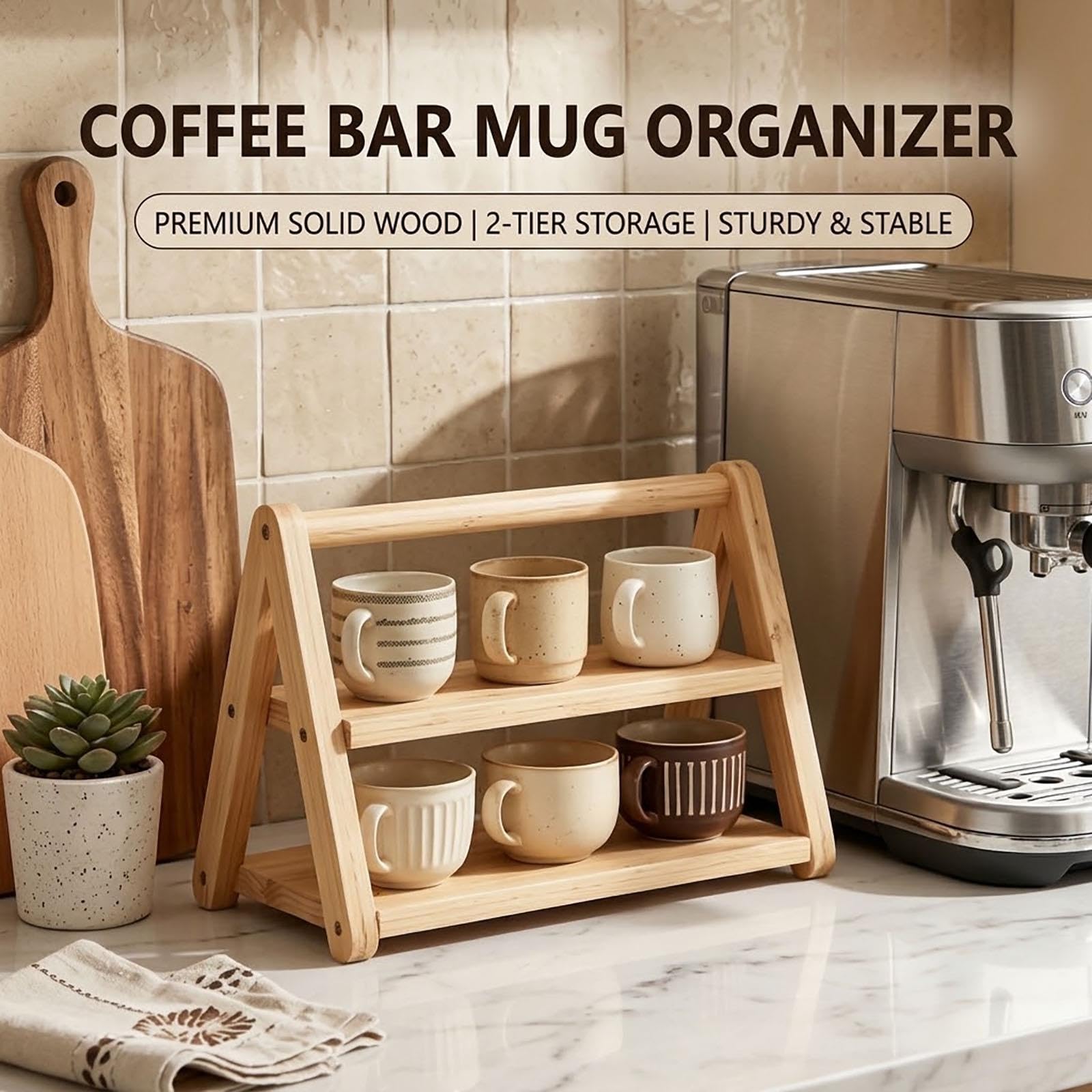 Porta Tazze in Legno, Supporto for Tazze da caffè for Banco