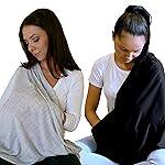 2 Pack Nursing Covers for Breastfeeding, Soft Infinity Scarf Shawl Cover Up - Lightweight, Breathable Privacy Nursing Wrap (Black, Heathered Grey)