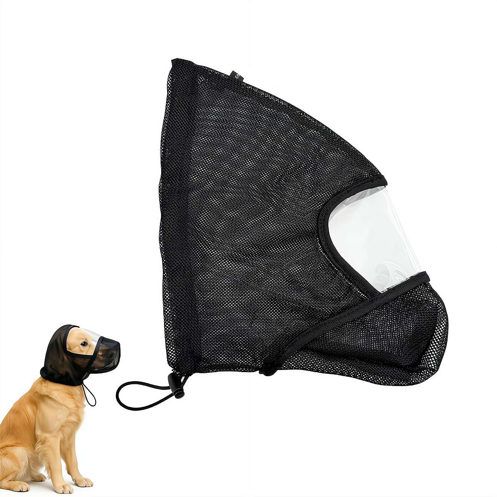 Foxtail Mask Dogs Head Protector, Foxtails Protection for Dogs Adjustable Elastic, Dog Soft Net Mask for Outdoor Hiking Camping, Breathable Mesh Muzzles for Dog, Black M