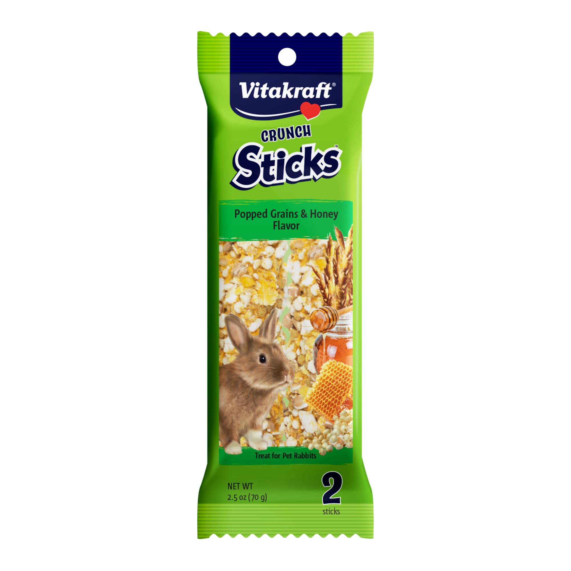 Vitakraft Rabbit Popped Grains & Honey Treat Sticks 2 Pack, 3.0 Ounce