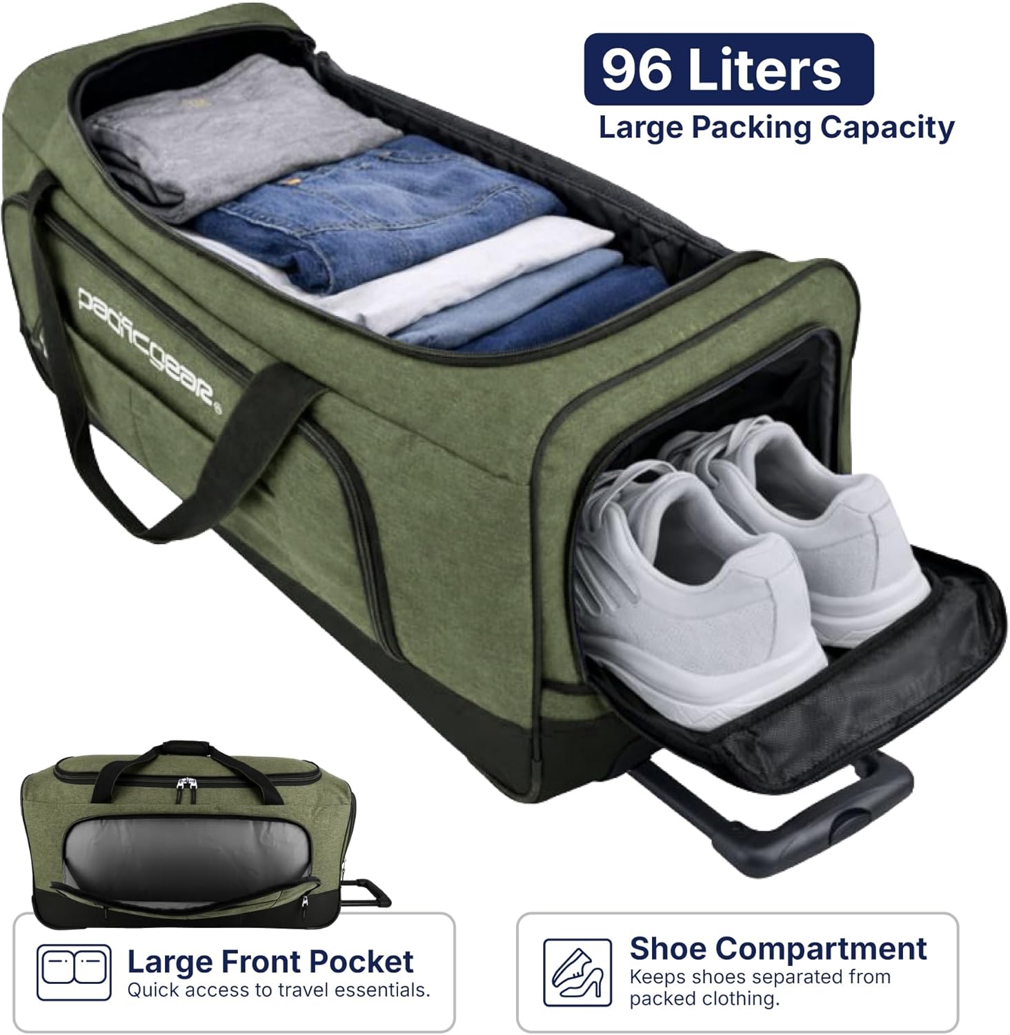 Pacific Gear Duffel Bag with Rolling Wheels - Image 7