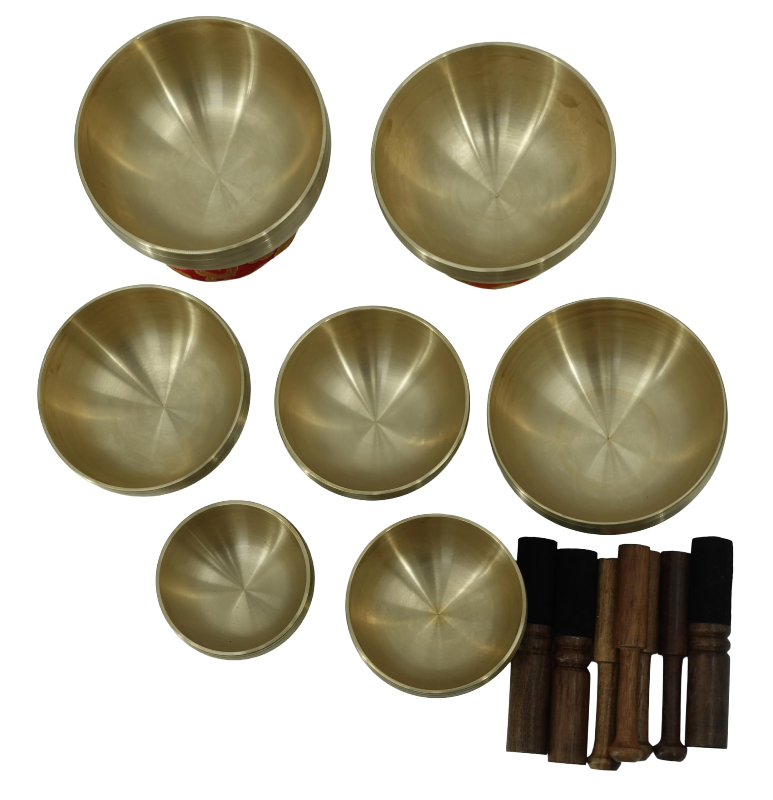 Set di campane tibetane per 7 chakra, realizzate a mano per meditazione, yoga e guarigione del suono, include martello e cuscino
