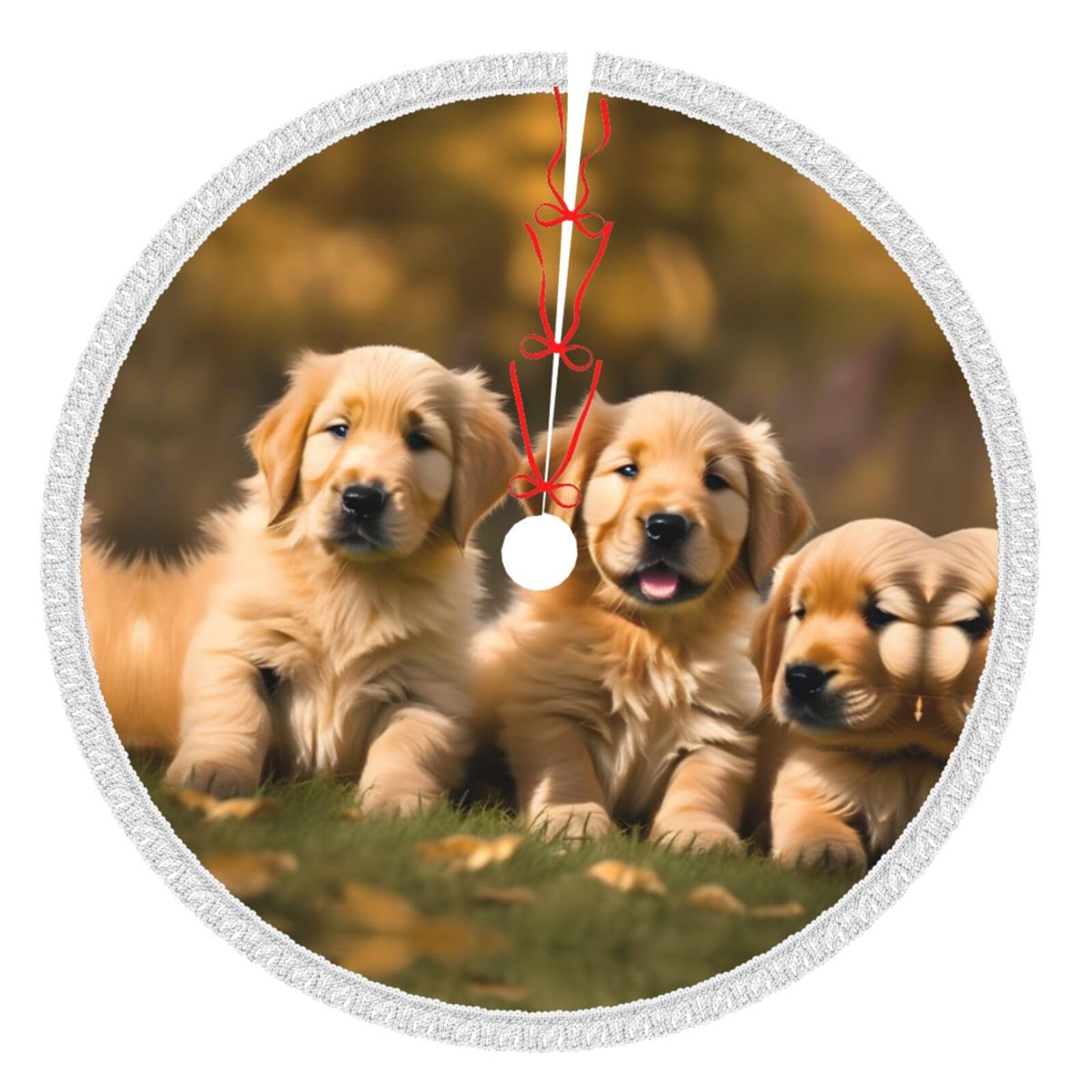 Jupe de sapin confortable Golden Retriever pour cacher le pied de votre sapin