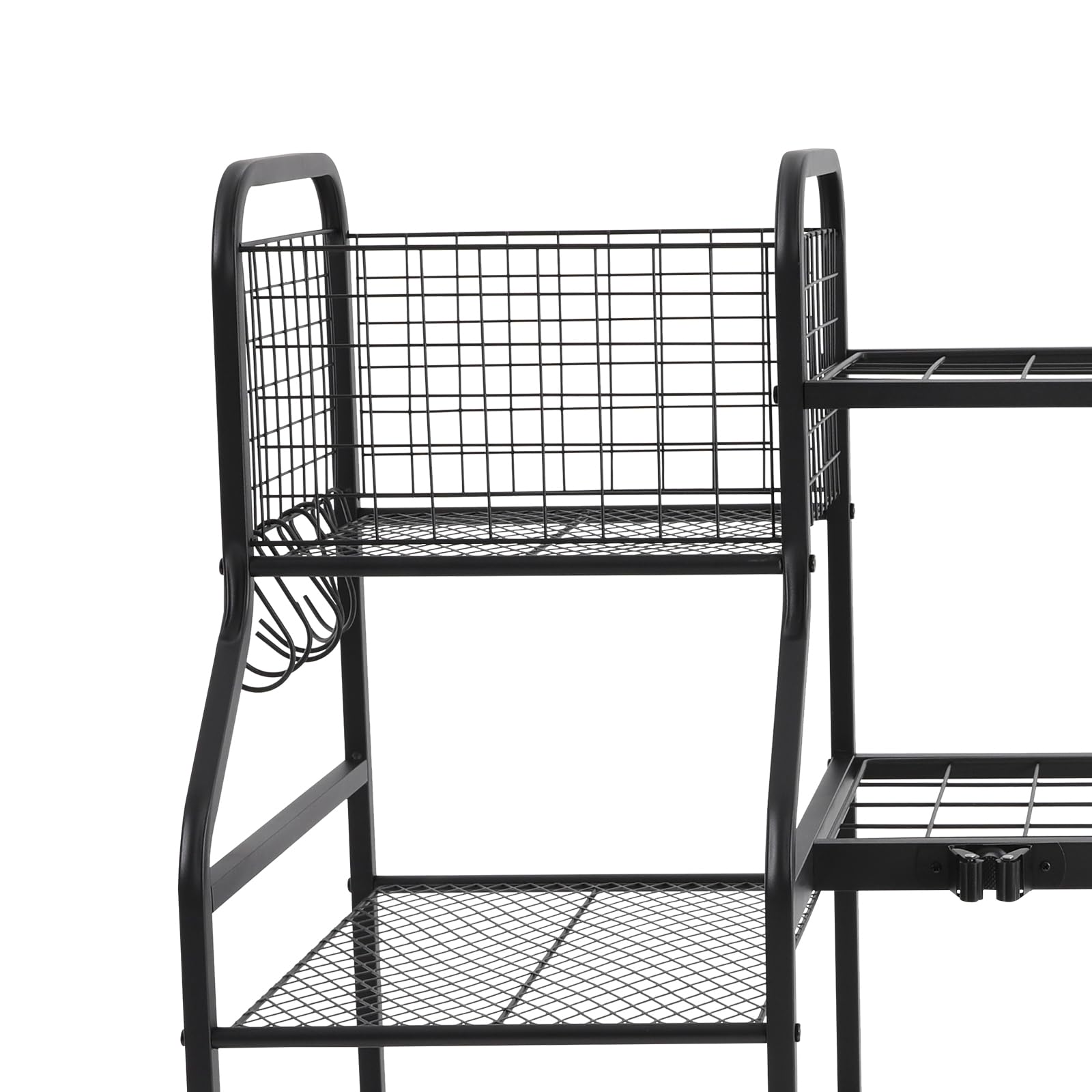 Scaffale per attrezzi da giardino, 36 scomparti, 12 ganci, in acciaio al carbonio, con ruote, portata 40 kg, per giardino, garage, capanno, 91,95 x 41,91 x 94 cm, colore nero