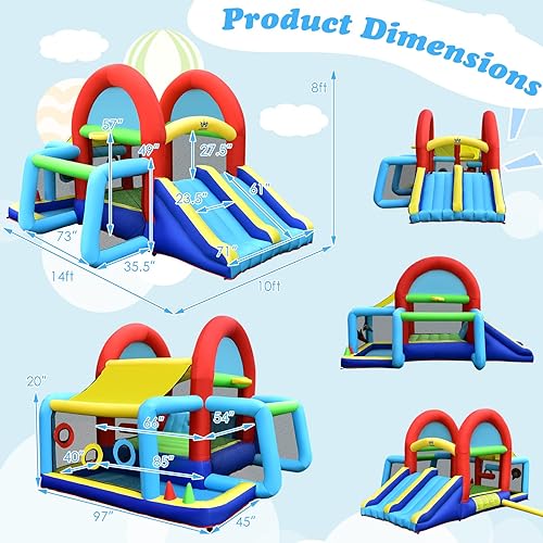 Miniatura 3 de BOUNTECH Casa inflable 8 en 1, casa inflable para niños de 5 a 12 años, para fiestas en interiores y exteriores, con soplador de 550 W, toldo,