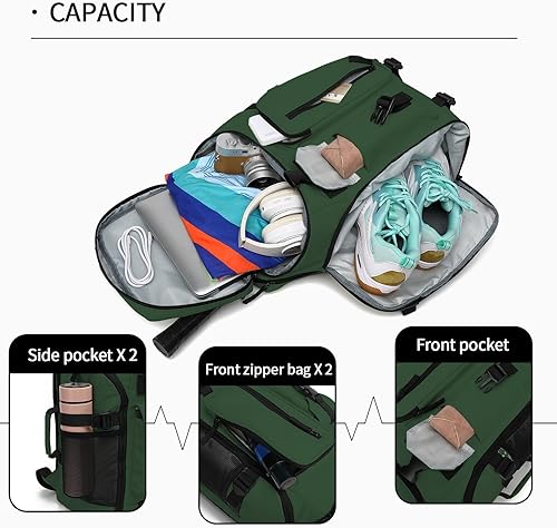Miniatura 57 de Bolsa de lona para gimnasio, 4 vías, impermeable, con compartimento para zapatos, para viajes, deporte, senderismo, laptop, Cielo estrellado