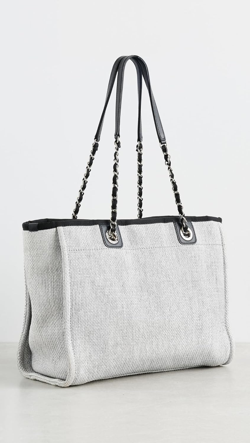 CHANEL What Goes Around Comes Around Women's Pre-Loved Grey Raffia Deauville Small Bag - Image 4