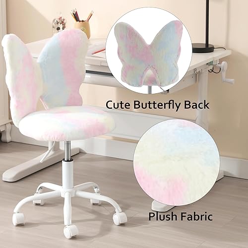 Miniatura 5 de DM Furniture Silla de escritorio con diseño de mariposa para niños, silla de estudio para niñas, estudiantes, silla de computadora, silla de oficina