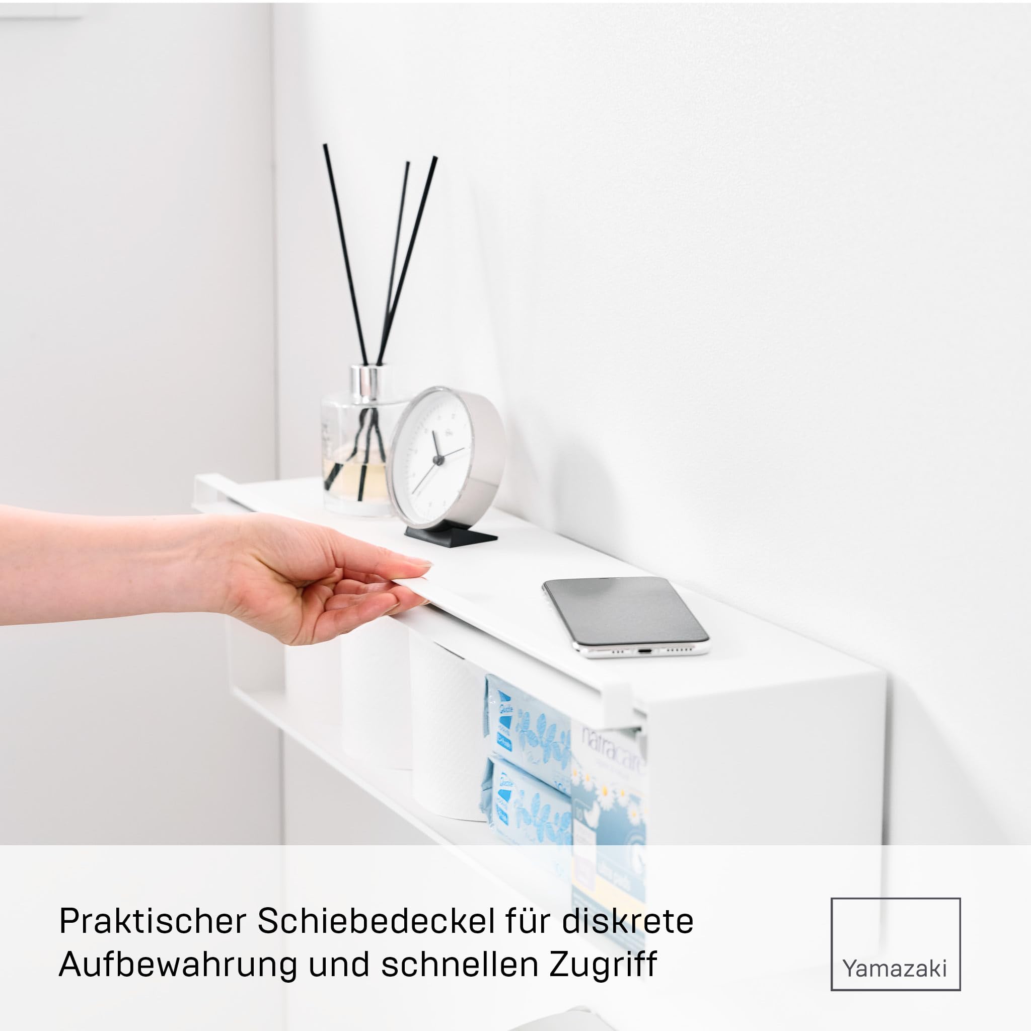 YAMAZAKI Tower Aufbewahrungsbox mit Wandbefestigung, weiß