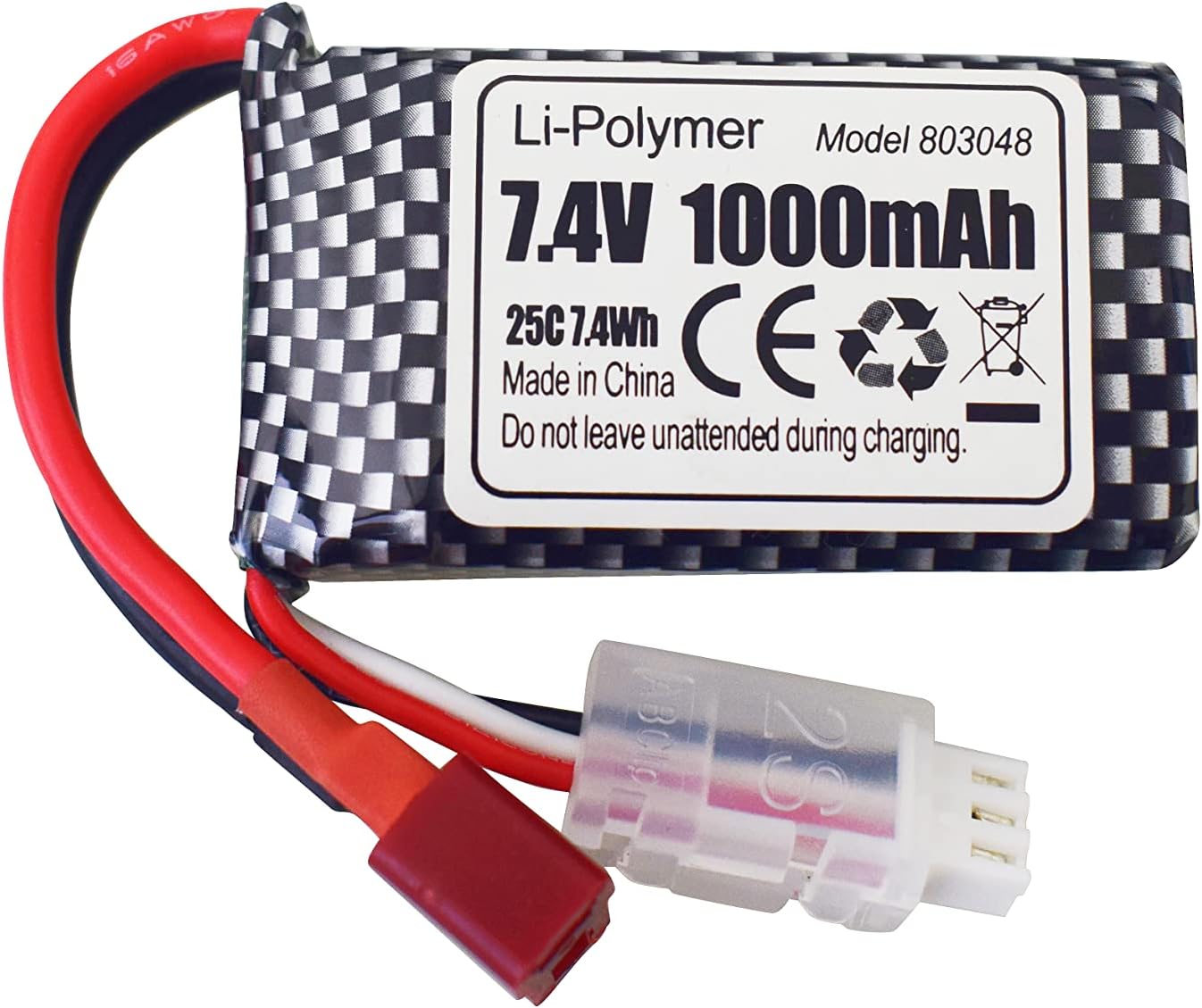 sea jump 3PCS 7.4V 1000mah T-Type Plug Li Battery & 3in1 Charging Cable for 18858 18859 18859A 18859E HM163 HM164 35-DJ03 35-DJ04 SN-DJ02 16889 16889A 16890 2845 2846 Q901 Q902 Q903 RC Car Drone