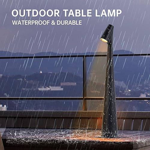 Miniatura 4 de Juego de 2 lámparas de mesa inalámbricas negras recargables a pilas táctiles, luces de escritorio impermeables para lectura, dormitorio, sala de