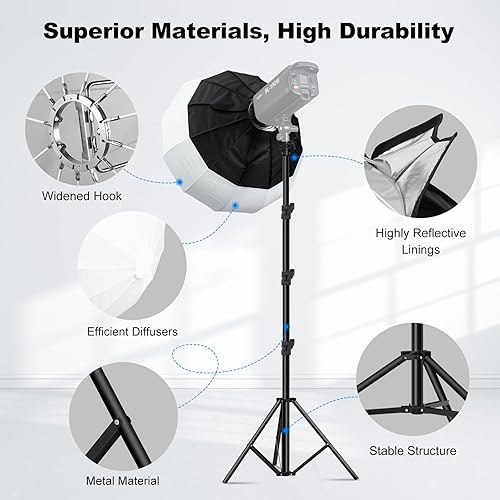 Miniatura 2 de Caja de luz de lartern de 33.5 pulgadas  33.5 in con soporte de luz resistente, caja de luz posterior de liberación rápida, modificador de luz suave