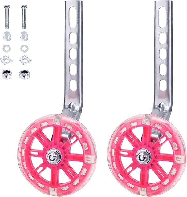 NONMON Bicycle Training Wheels, 1 Pair Kids Bike Stabiliser Support Universal Flash Auxiliary Wheels for 12 14 16 18 20 inch Single Speed Bicycle, Good for Beginners Boys Girls Children Cycling