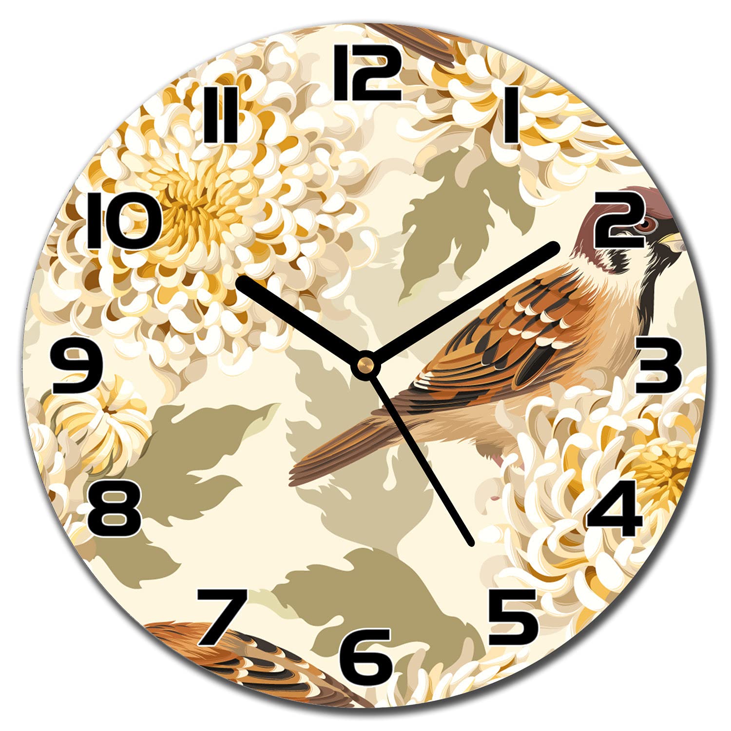 Horloge en verre oiseaux gold pour un salon chic et lumineux