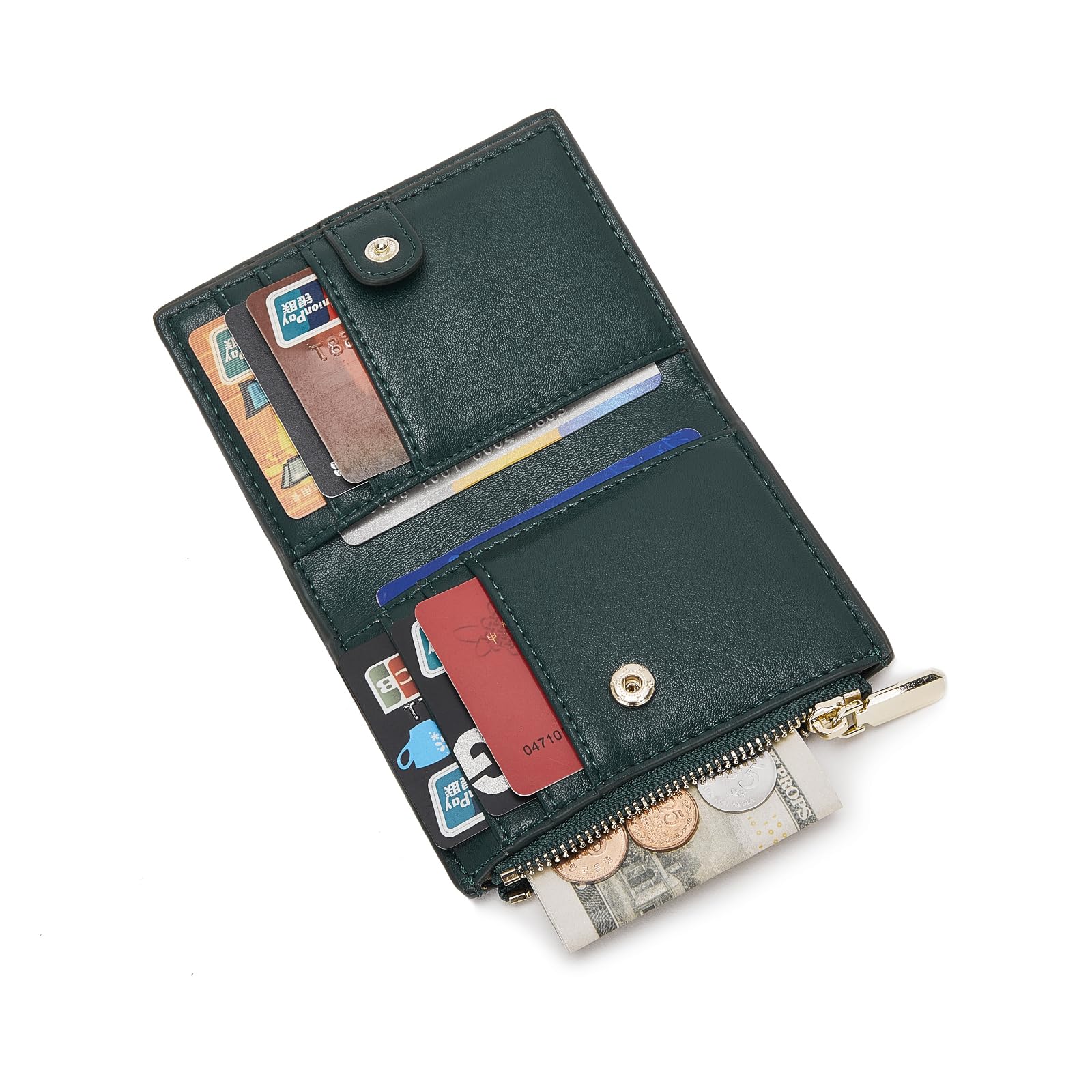 light haven Slim Minimalist RFID Blocking Credit Card/Cash/ID Holder ?Front Pocket Wallet with Zipper (Green)