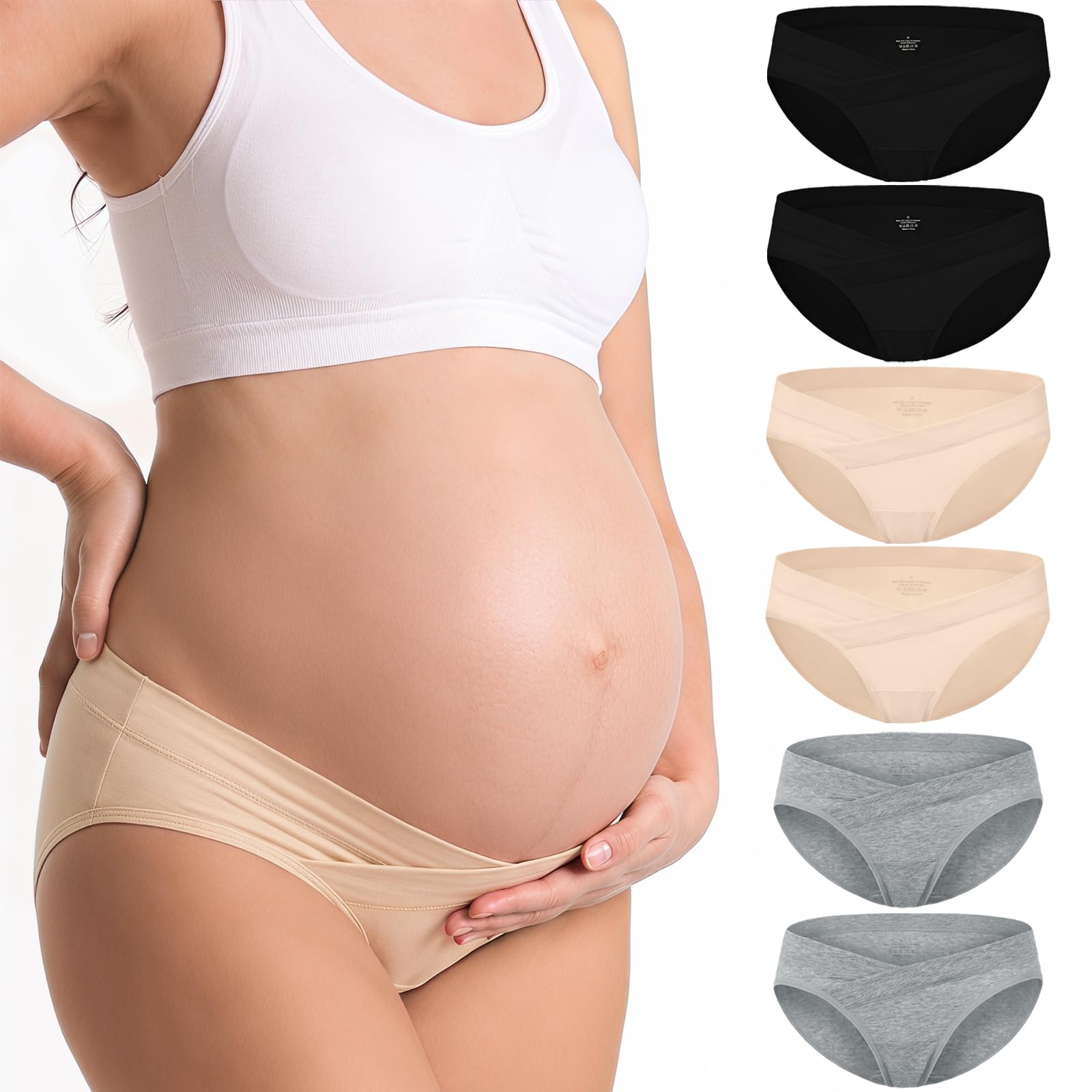 Briyat Umstandsunterhosen Damen Umstandsmode Baumwolle für Schwangerschaft und Wochenbett weich atmungsaktiv 6er Pack Postpartum Slip