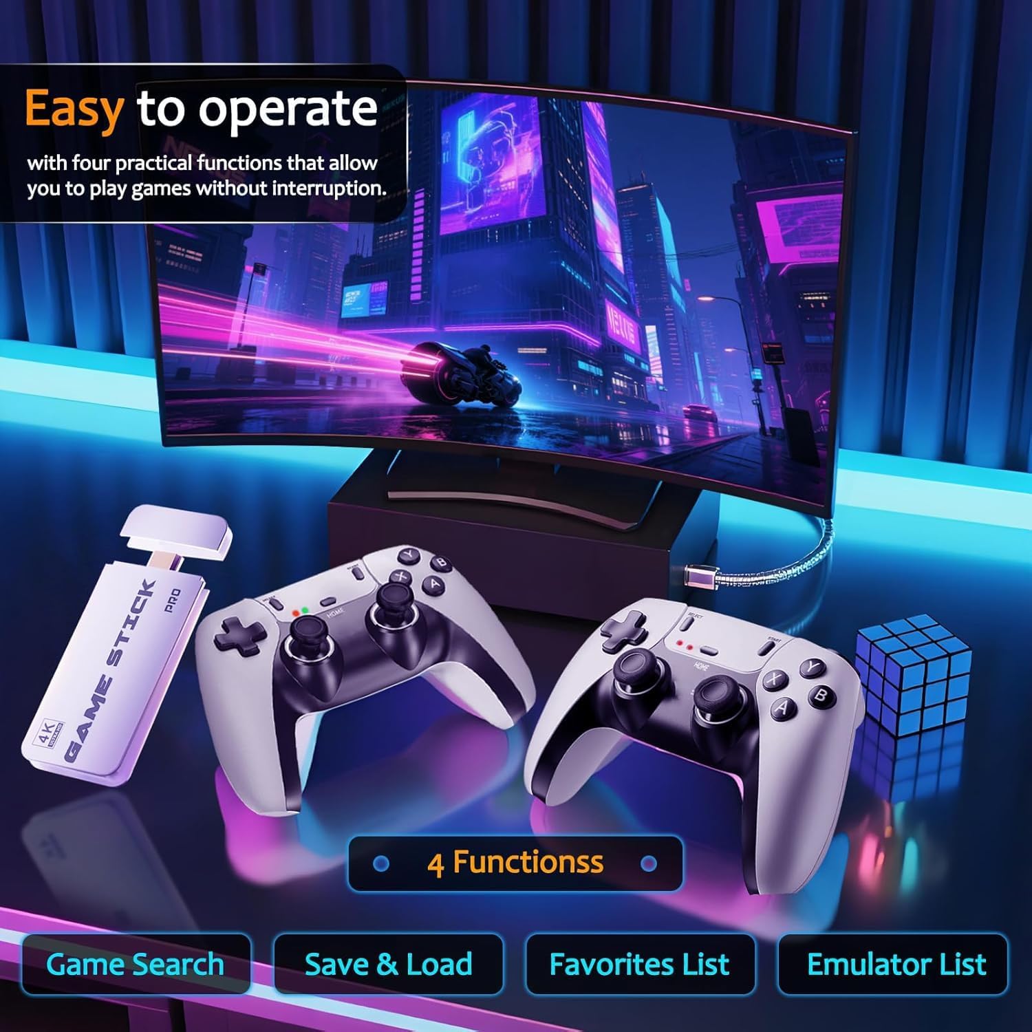 Wireless Retro Gaming Console Stick Built-in 20,000+ Games and 23 Classic Emulators, 4K HDMI Output - 2026 Upgrade Plug & Play Retro Game Console Pro with Dual 2.4G Controllers, Nostalgic Gift (64GB) 5 71sL9LKZXLL. AC SL1500