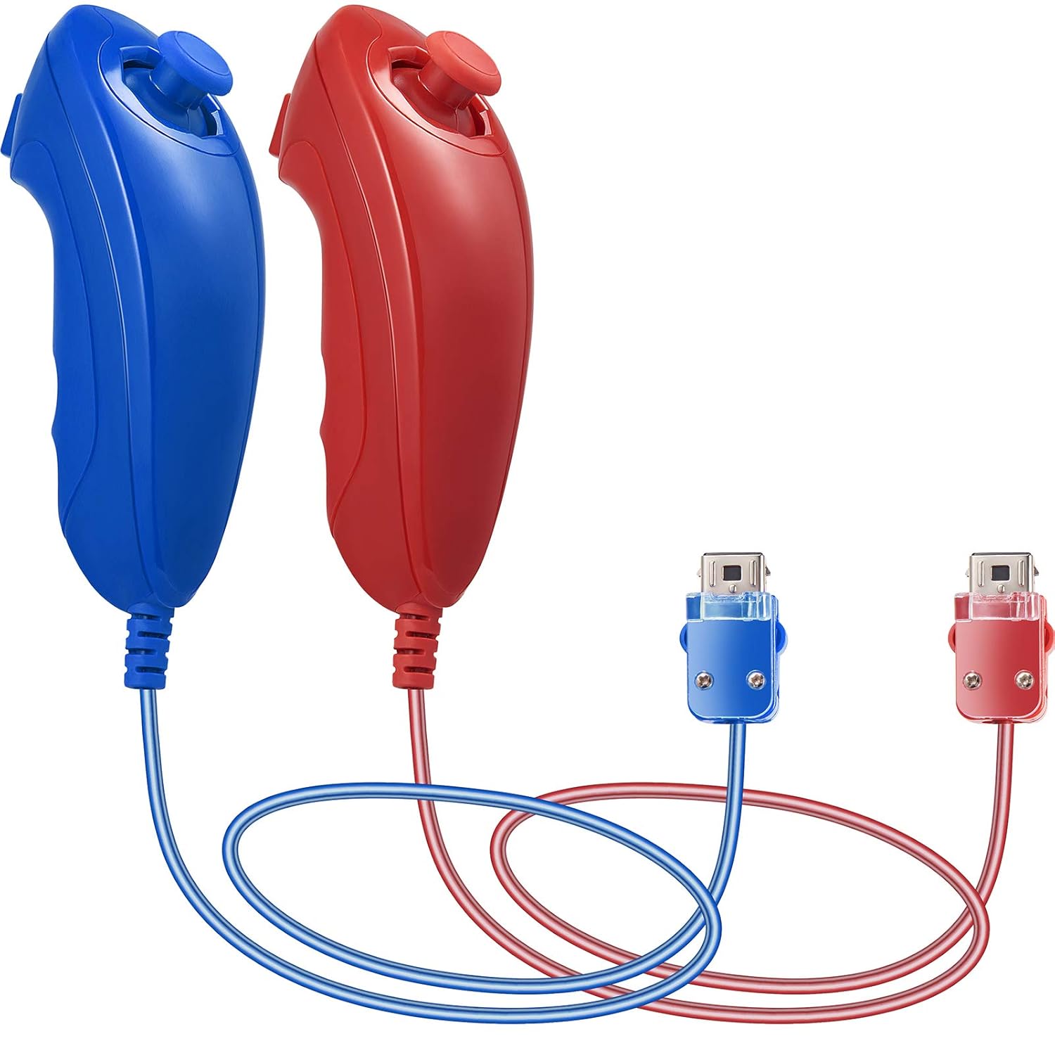 iNNEXT 2 Pack Wii Nunchuck Controller Replacement for Wii Remote (Red & Blue)