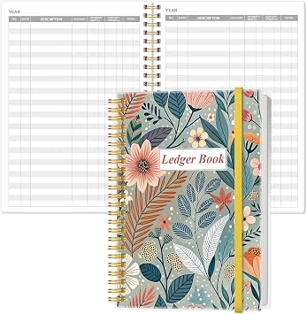 Ledger Book - A5 Accounting Ledger Book for Bookkeeping, Small Businesses & Personal Use, Expense Tracker Notebook for Tracking Money, Expenses, Deposits & Balance, 5.8" x 8.4", Flower-A