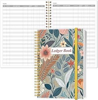 Ledger Book - A5 Accounting Ledger Book for Bookkeeping, Small Businesses & Personal Use, Expense Tracker Notebook for Tracking Money, Expenses, Deposits & Balance, 5.8" x 8.4", Flower-A
