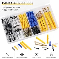 Vista 2 de Kit surtido de anclajes y tornillos para paneles de yeso de plástico, 220 unidades, 110 anclajes de pared y 110 tornillos de cabeza plana Philips