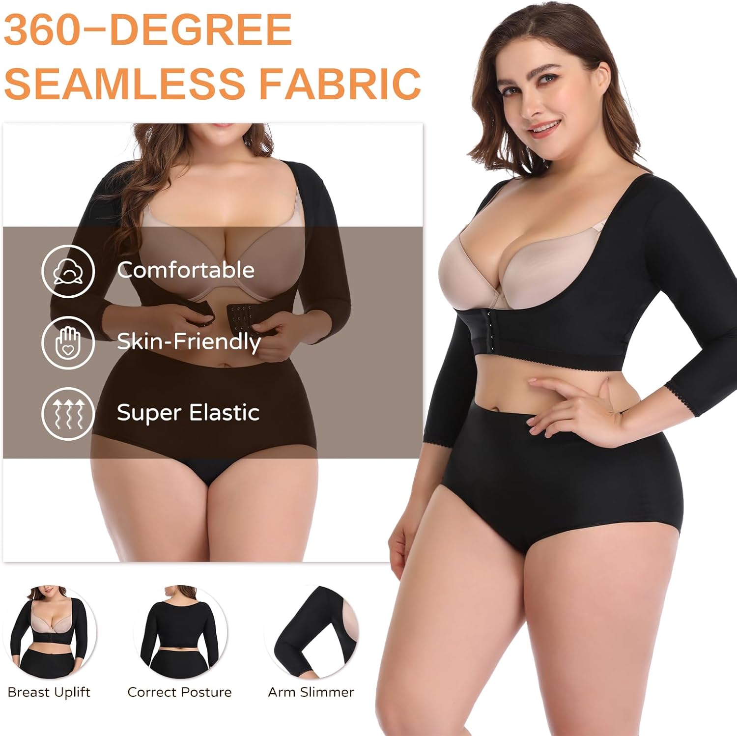 woahee Women's Arm Shaper Plus Size Arm Faja Compression Sleeve Garment Post Surgical Arm Shapewear - Image 5