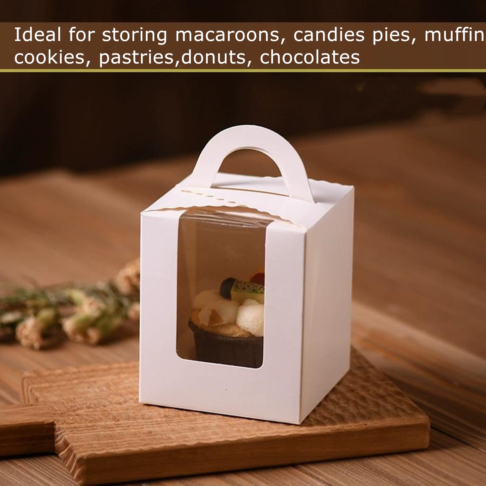 Cupcake Boxes - 100 Pack with Window -4
