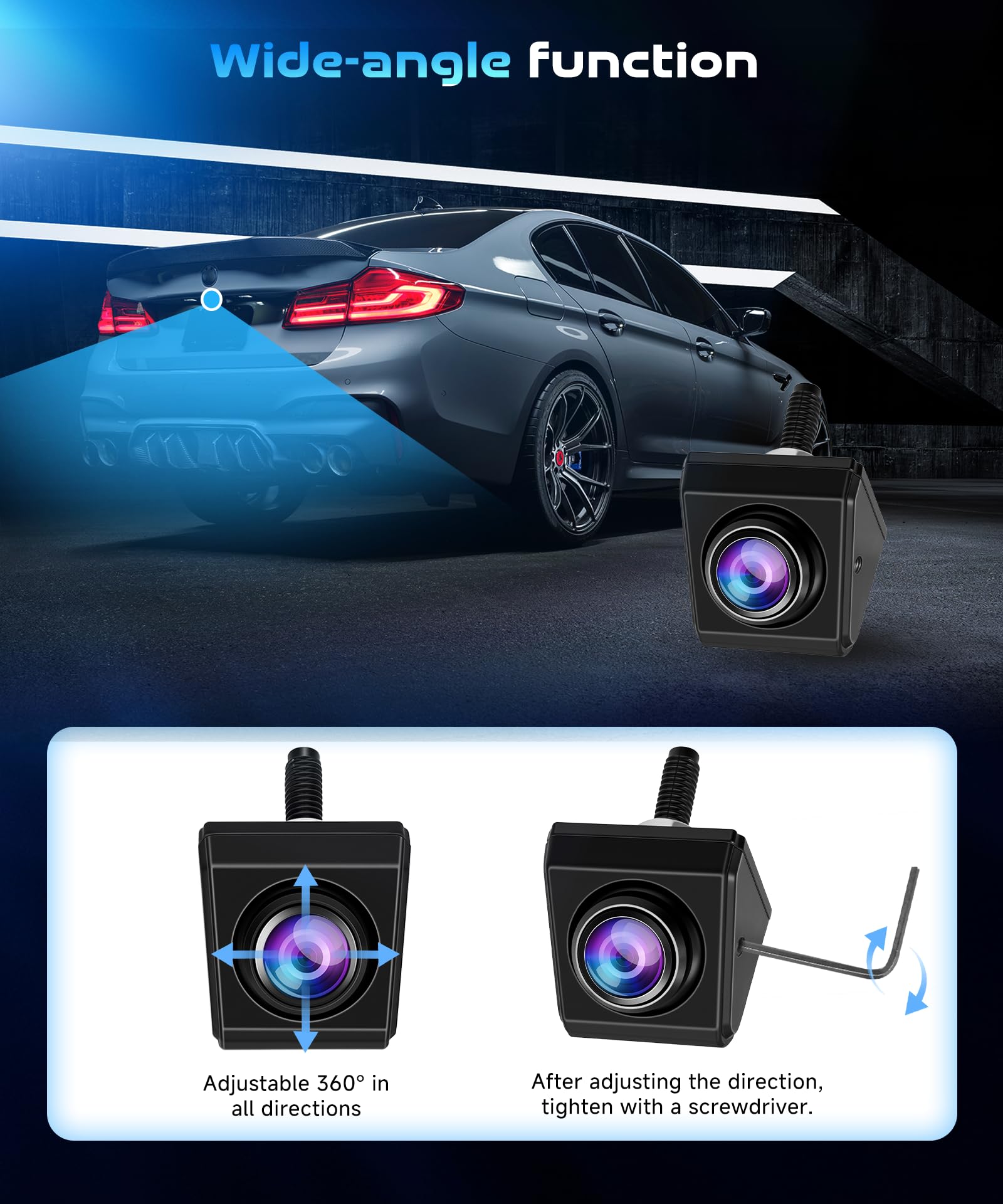 VECHTEL Bezprzewodowa kamera cofania 1080p 12 V, ekran IPS 4,3 cala, dyrektywy DIY, widoczność w nocy, wodoszczelność IP68