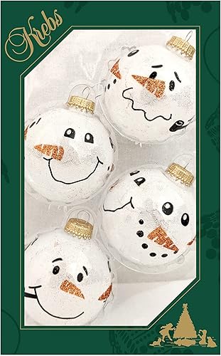 Adornos de cristal para árbol de Navidad 2.638 in2.625 pulgadas 4 piezas esferas decoradas de Christmas By Krebs sin costuras para colgar Adornos de cristal para árbol de Navidad 2.638 in2.625 pulgadas 4 piezas esferas decoradas de Christmas By Krebs sin costuras para colgar