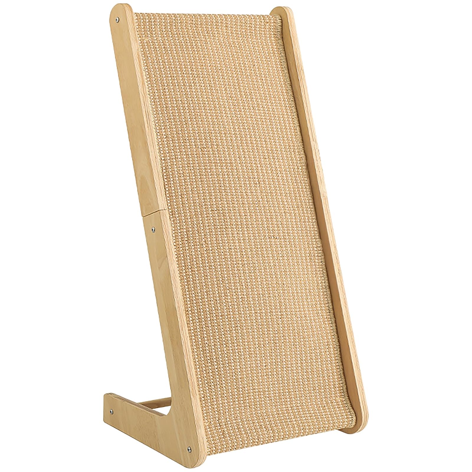 Tabla rascadora para gatos en forma de L con marco de madera maciza, almohadilla de sisal de 28.2 pulgadas, uso acostado o de pie, protección de muebles, poste rascador grande para gatos para estirar