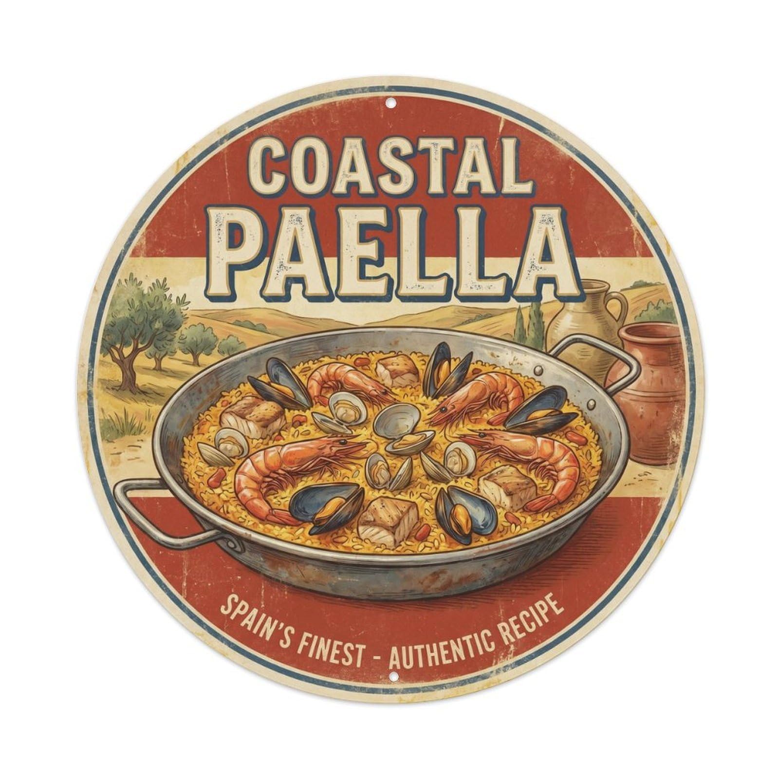 Paella Valenciana Vintage Americana Spanish Cuisine Metal Tin Sign
