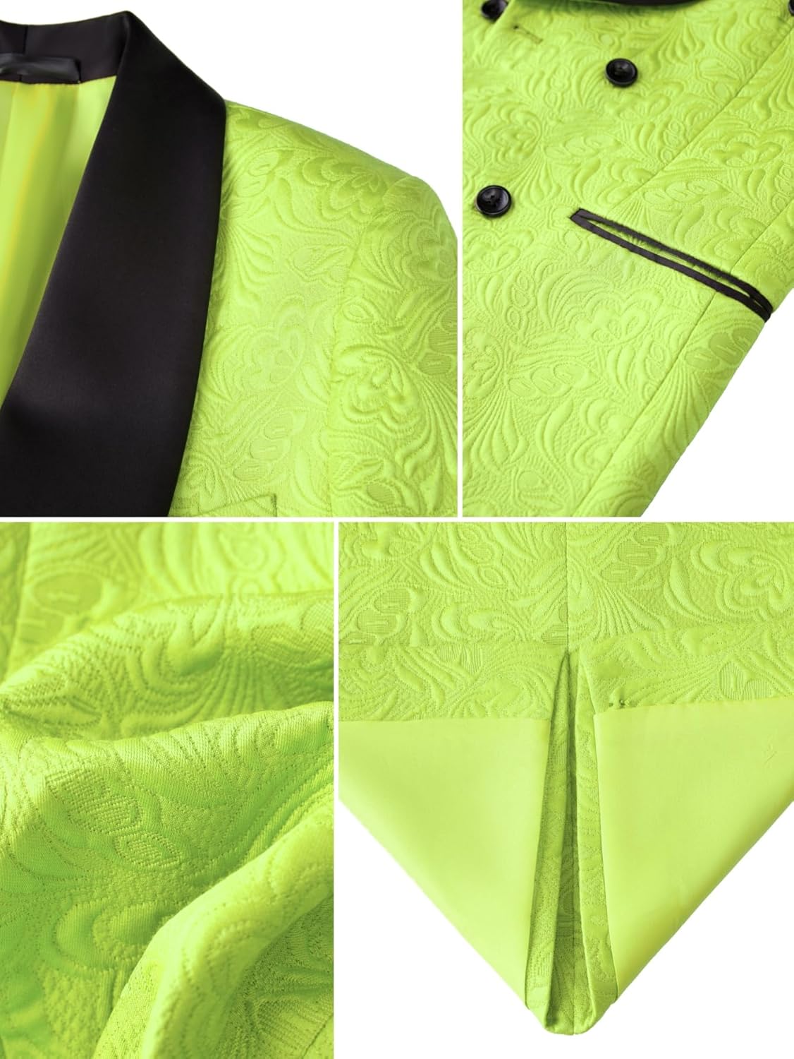 Men's Suit 2-Piece Floral Jacquard Shawl Lapel Jacket Double-Breasted Blazer & Pants Set for Wedding Prom Party