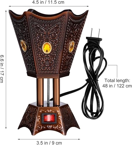 Miniatura 5 de EXCEART Quemador de incienso árabe eléctrico Plug-in Bakhoor Quemador para decoración del hogar Estructura de metal sin llama abierta para quemar