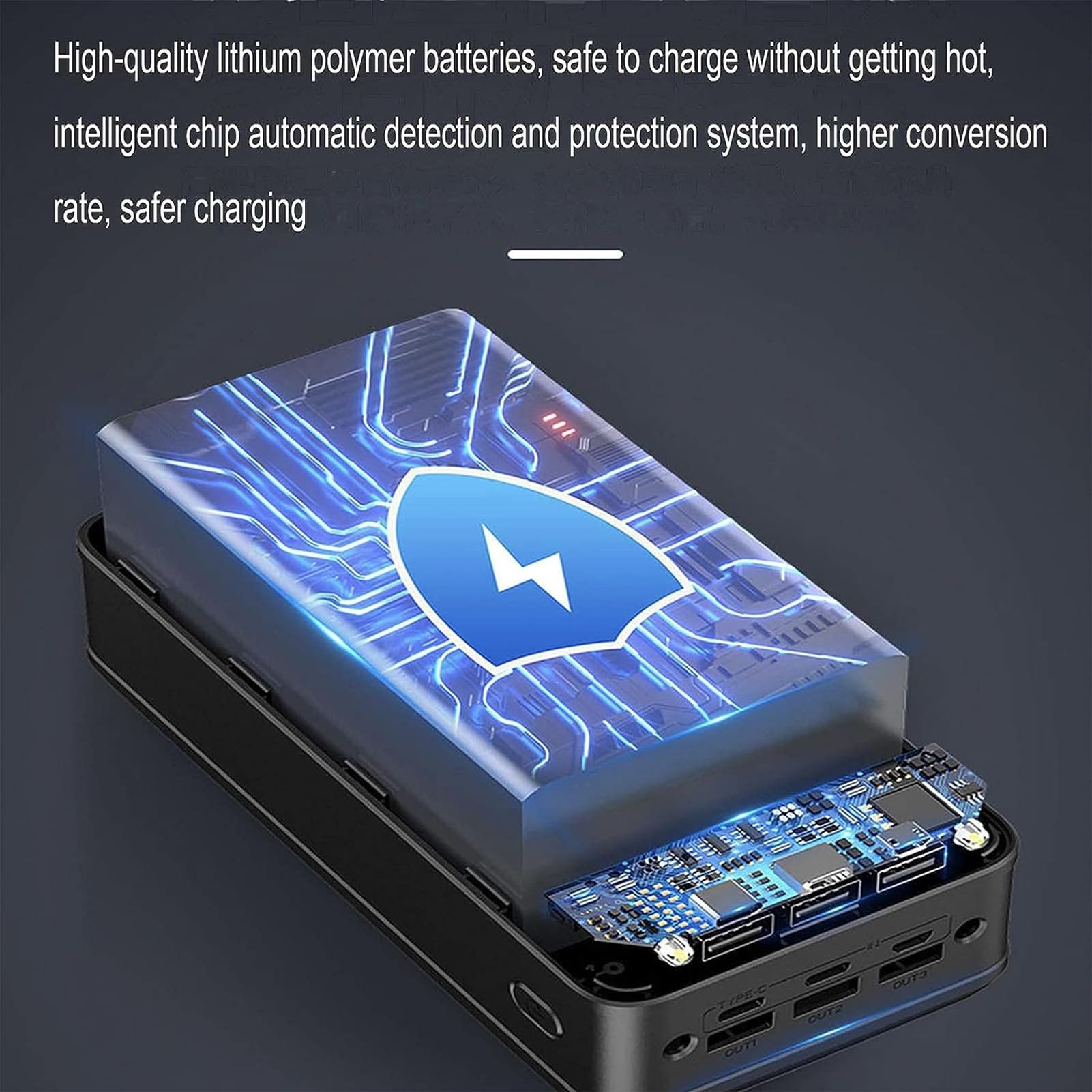 50000 Mah Banco De Energía Portátil Cargador De Carga Ultracompacto De Alta Velocidad Salidas USB Duales Entradas Tipo C Y Micro USB Para Teléfonos Inteligentes, Tabletas, Consolas De Juegos(Black)