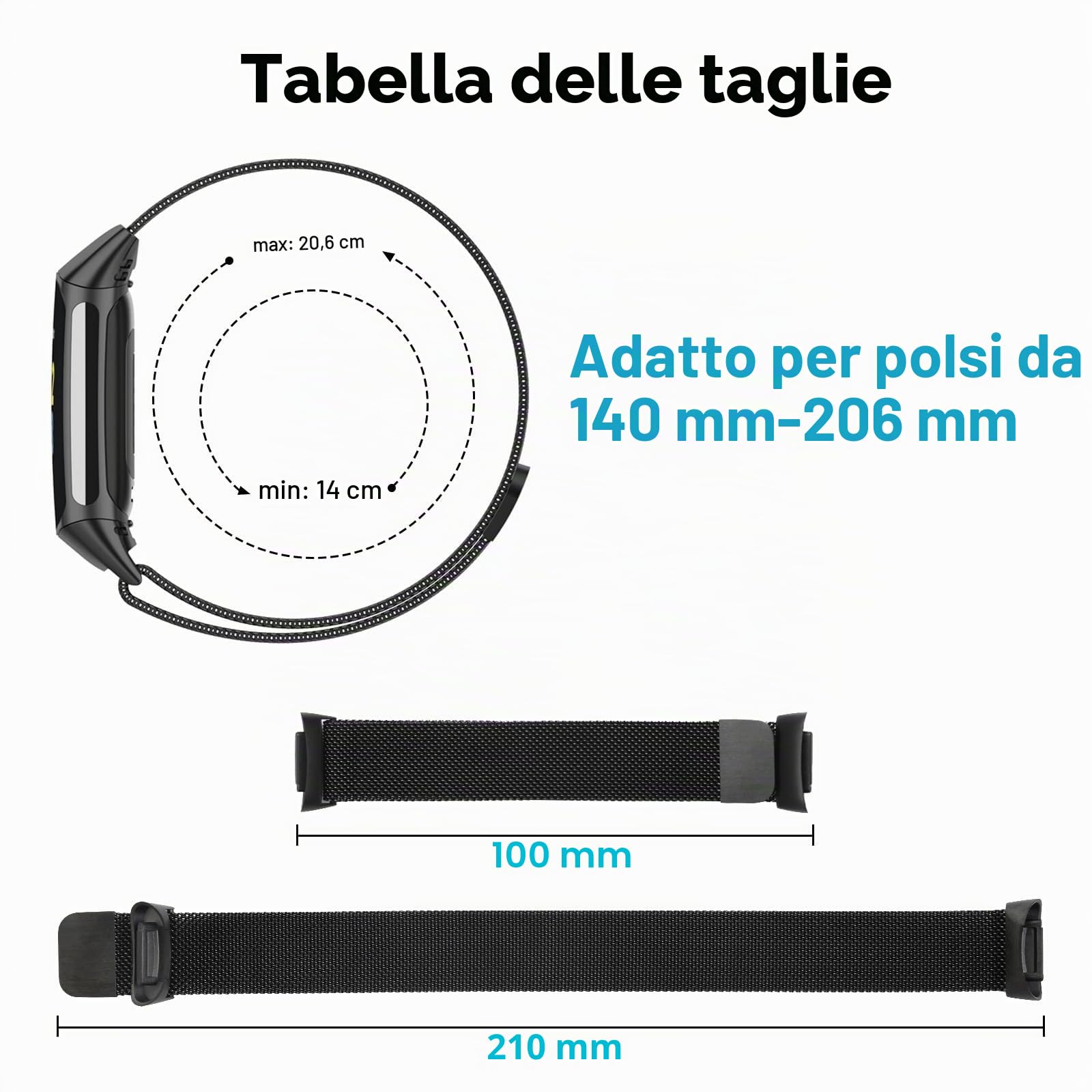 ELUTENG Cinturino Compatibile con Fitbit Charge 6/Fitbit Charge 5 Cinturino per Donne Uomini, 2 Pezzi Bracciale di Ricambio in Metallo in Acciaio Inossidabile con Magnete Migliorato, Nero & Argento