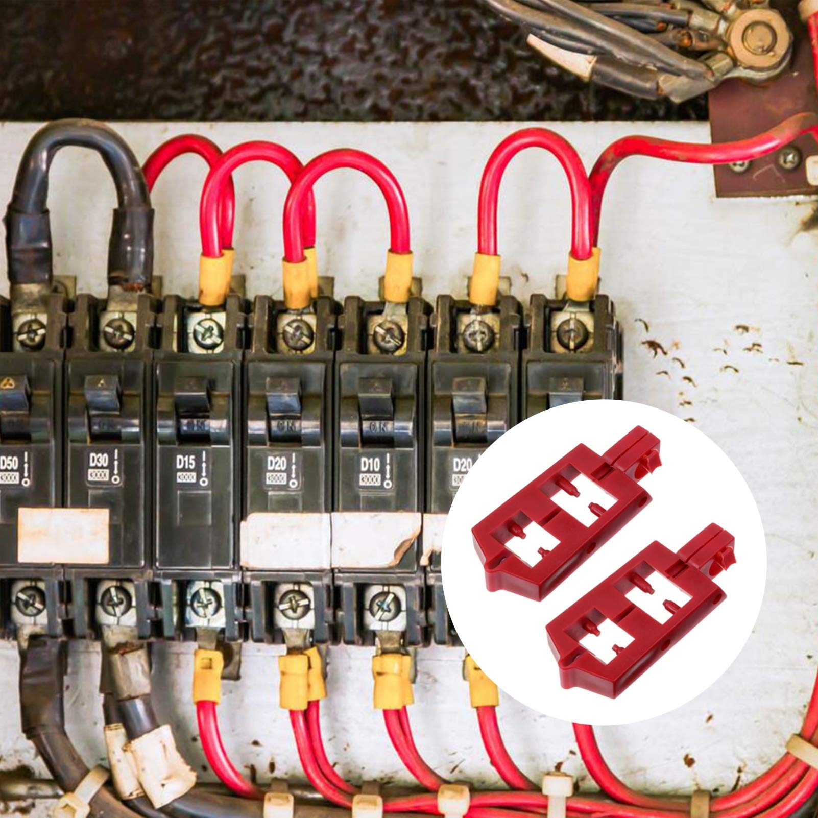 NAMOARLY 2pcs Breaker Lock Electrical Device Locks Mini Circuit Tagout Device Electrical Circuit Accessory Mini Labels Aitags Nametags Circuit Tagout Lock Out Circuit Breakers Red Plastic