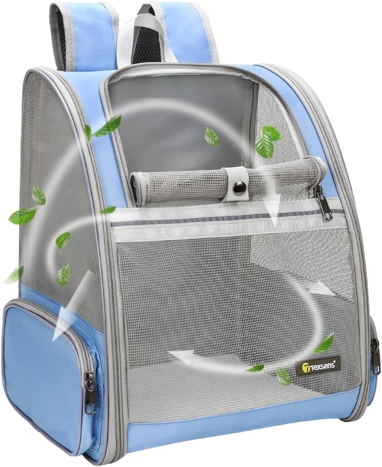 Texsens Blue Pet Carrier Backpack | Ventilated, Safe & Collapsible for Travel Texsens Blue Pet Carrier Backpack | Ventilated, Safe & Collapsible for Travel