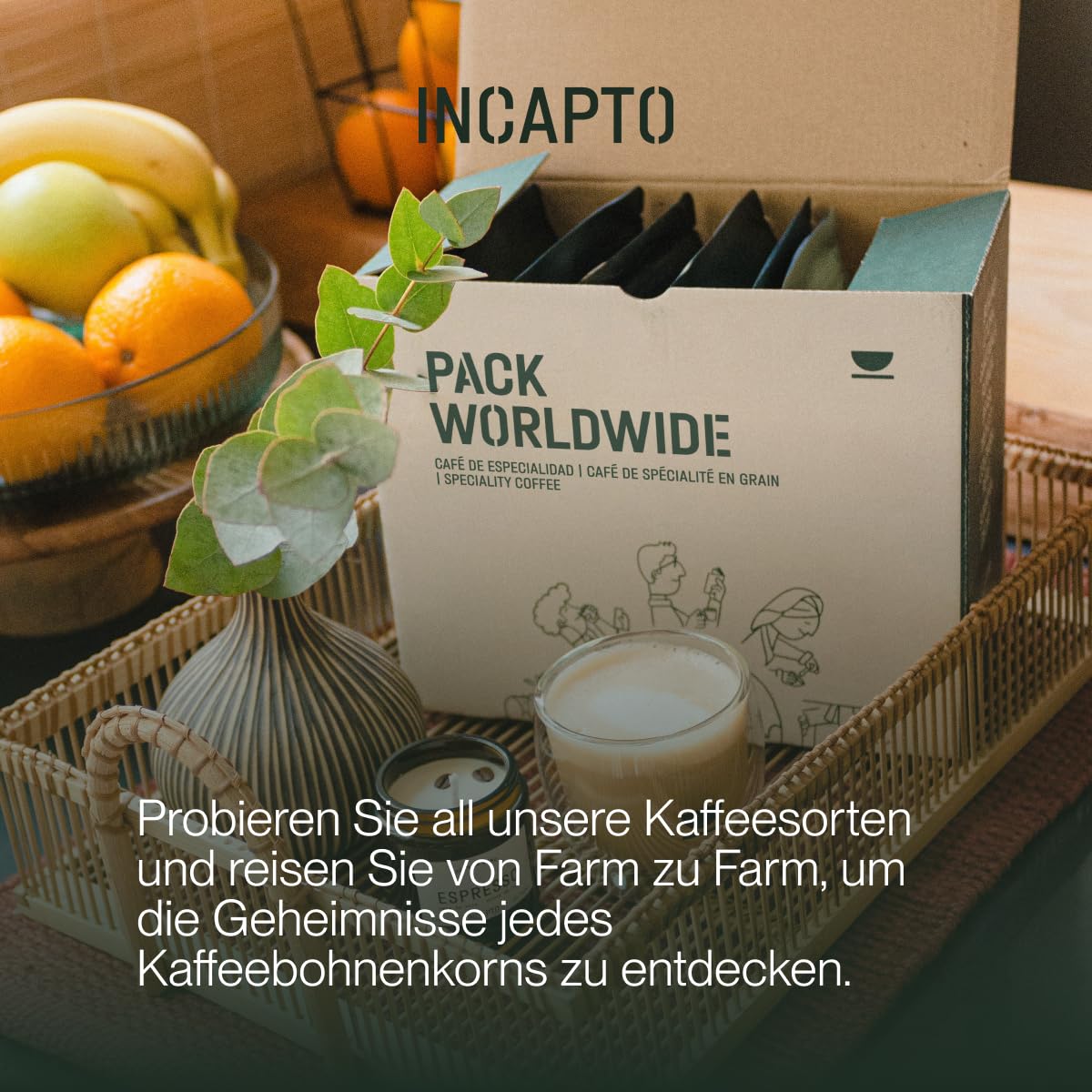 Incapto Kaffeebohnen Probierset Worldwide | Auswahl von 10 Ursprüngen der Welt | Spezialitäten-Kaffee | 100% Arabica | Ideal als Kaffee Geschenkset | Für Kaffeeliebhaber | 10 Packungen à 100g